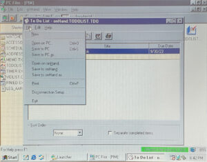 onHand Windows ToDo, List, File menu
