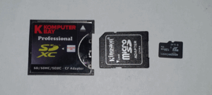 CF to SD drive, SD to MicroSD adapter and MicroSD disk