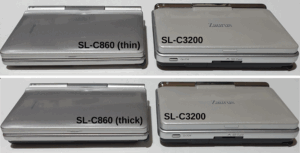 Sharp Zaurus SL-C860 (with normal and extended battery) vs SL-C3200